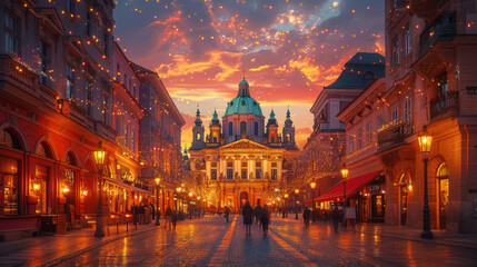 Obraz premium Capture the grandeur of Prague, Czech Republic created with Generative AI technology