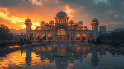 Capture the grandeur of Pristina, Kosovo created with Generative AI technology