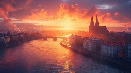 Naklejka premium Capture the grandeur of Reykjavik, Iceland created with Generative AI technology