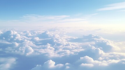 Fototapeta premium a view of the sky from a plane window of clouds.
