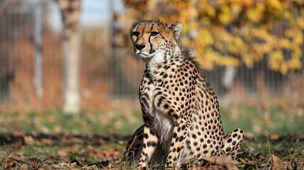 Cheetah Lying in the Leaves, Autumn Colors