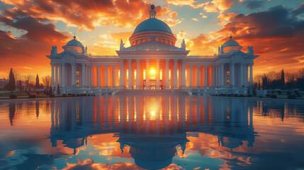 Obraz premium Capture the grandeur of Skopje, North Macedonia created with Generative AI technology