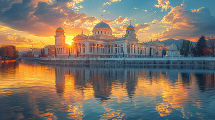 Fototapeta premium Capture the grandeur of Skopje, North Macedonia created with Generative AI technology