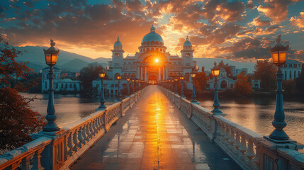 Capture the grandeur of Skopje, North Macedonia created with Generative AI technology