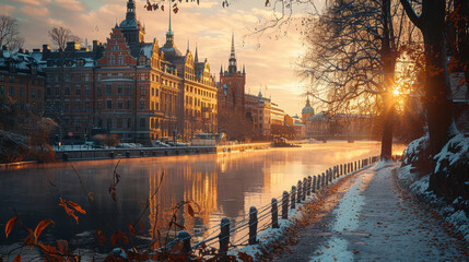 Obraz premium Capture the grandeur of Stockholm, Sweden created with Generative AI technology