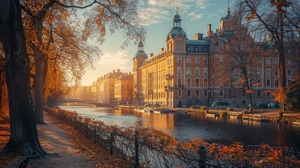 Fototapeta premium Capture the grandeur of Stockholm, Sweden created with Generative AI technology