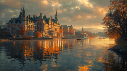 Fototapeta premium Capture the grandeur of Stockholm, Sweden created with Generative AI technology