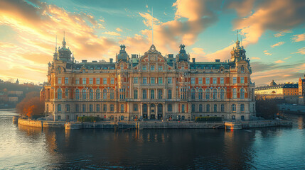 Fototapeta premium Capture the grandeur of Stockholm, Sweden created with Generative AI technology