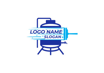 Logo water tank with brush swap. Logo Cleaning service, Modern, Minimalist. Editable file