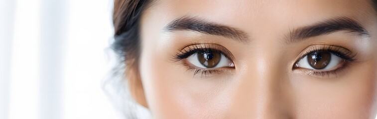 Obraz premium Close up of beauty Asia woman eye on white background