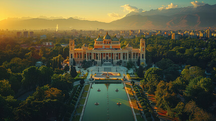 Obraz premium Capture the grandeur of Tirana, Albania created with Generative AI technology