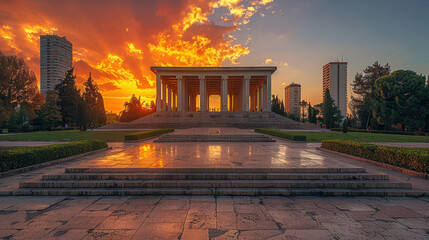 Obraz premium Capture the grandeur of Tirana, Albania created with Generative AI technology