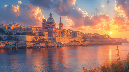 Obraz premium Beautiful Valletta, Malta created with Generative AI technology