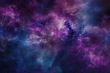 A vibrant cosmic nebula with swirling purple and blue clouds