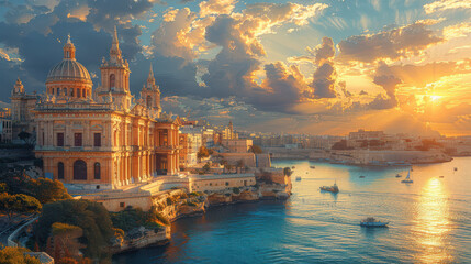 Fototapeta premium Capture the grandeur of Valletta, Malta created with Generative AI technology