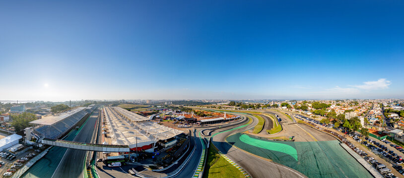 S&atilde;o Paulo, S&atilde;o Paulo, Brasil. 09 de junho de 2024. Panorama a&eacute;reo do Aut&oacute;dromo de Interlagos, em S&atilde;o Paulo, pr&oacute;ximo &agrave; Cidade Dutra.