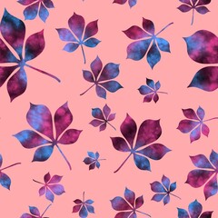 Autumn leaves seamless chestnut pattern for wrapping paper and fabrics