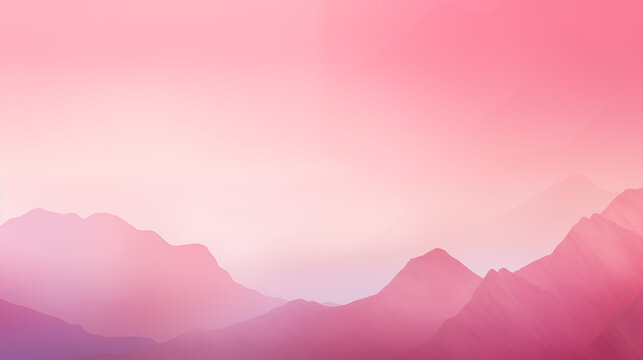 Pink Mountains in Hazy Sunrise