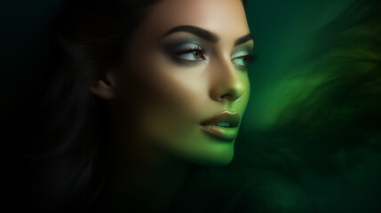 Fototapeta premium Portrait of a Woman in Green Light
