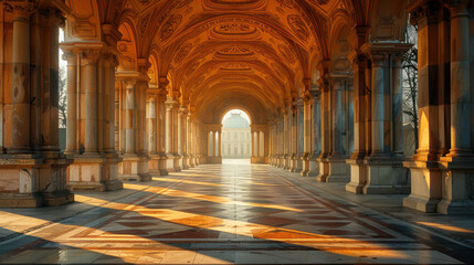 Obraz premium Capture the grandeur of Warsaw, Polandwith the warm, soft light enhancing. created with Generative AI technology