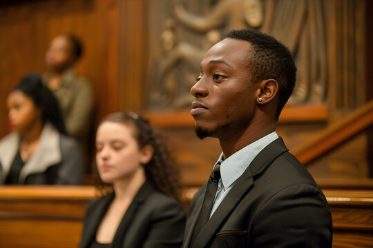 A courtroom witness taking the stand to testify under oath, recounting their version of events.


