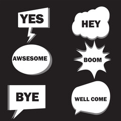 Retro colorful comic speech bubbles set. Comic Speech Chat Bubble Set on white and black background. vector illustration.
