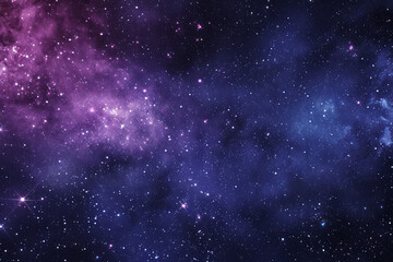 Naklejka premium A dark sky with a bright purple nebula and a blue nebula, both with sparkling stars scattered throughout