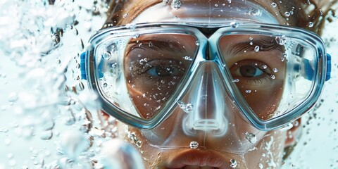 Man in goggles and snorkel