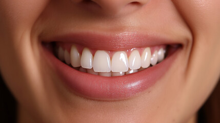 Fototapeta premium close up of smiling mouth , Hollywood smile , white teeth 