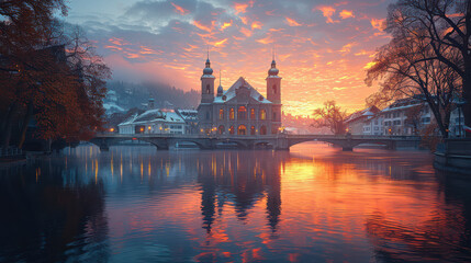 Fototapeta premium Capture the grandeur of Zurich, Switzerland created with Generative AI technology