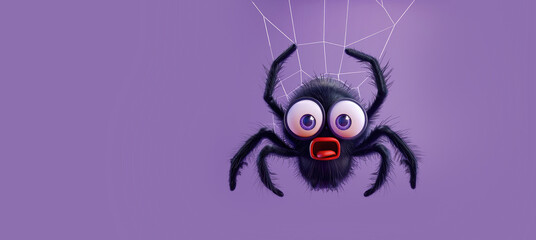 Fototapeta premium Surprised Halloween Spider with Space for Copy