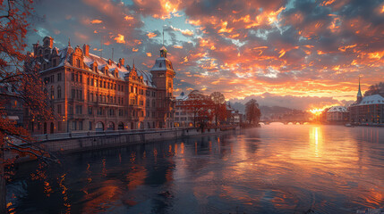 Fototapeta premium Capture the grandeur of Zurich, Switzerland created with Generative AI technology