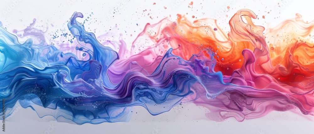 Wall mural abstract fluid art in vibrant colors blending together, creating a dynamic and mesmerizing visual ef - Wall murals