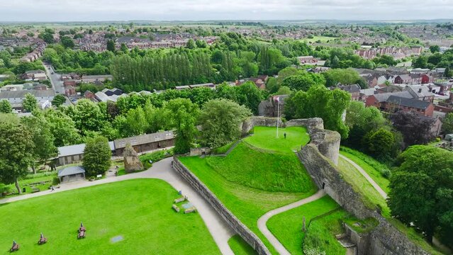 Pontefract Castle from a drone, Pontefract, West Yorkshire, England
