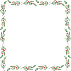 Frame with watercolor Christmas elements