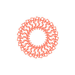 An abstract transparent circular spiral line art pattern design element.