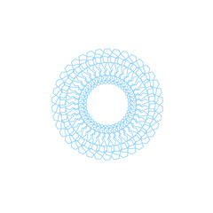 An abstract transparent circular spiral line art pattern design element.