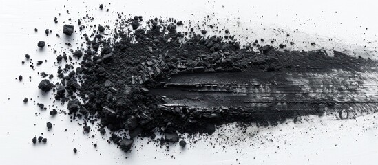 Charcoal powder scattered on white surface