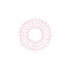 An abstract transparent circular spiral line art pattern design element.