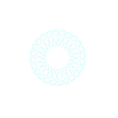 An abstract transparent circular spiral line art pattern design element.