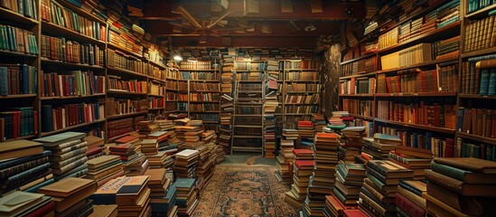 Fototapeta premium A passage through a book-filled room