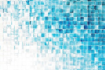 Mosaic tiles in blue and white fade to solid white, creating an abstract background suitable for a wide variety of projects
