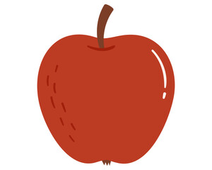 Fruit apple in cartoon hand drawn simple style. Editable variable color
