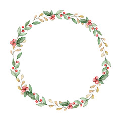 Watercolor wreath with Christmas elements