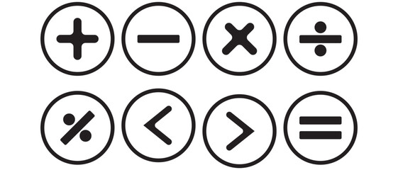  Mathematics icon signs on a white background. Math icon vector. calculator icon vector illustration.