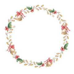 Watercolor wreath with Christmas elements