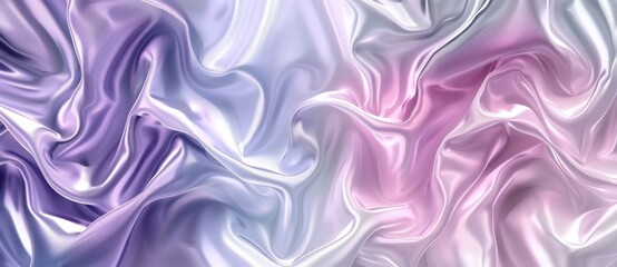 Fototapeta premium Flowing pastel satin in pink and purple creates an elegant, luxurious background perfect for fashion or weddings. Its iridescent sheen adds glamour