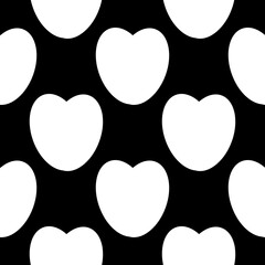 Black white seamless background with hearts..Hearts as a seamless texture for printing..Bicolorr repeating abstract pattern.