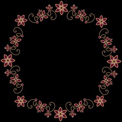 A circular frame made of precious stones. Jewelry, diamonds, precious stones as decoration in the circle.