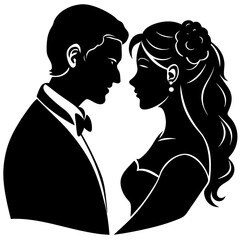 Whispers of Love: Intricate Romantic Couple silhouette, a visual whisper of love's tender moments - valentine couple silhouette Valentine Silhouette - Couple vector
